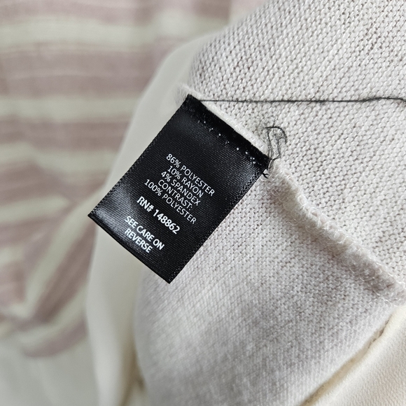 Torrid Sweater Ivory Blush Pink Stripe 2fer Pullover Sheer Hem Scoop Neck - Picture 2 of 8